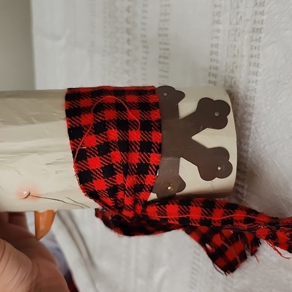 Hand Painted wooden snowman top hat candle holder plaid scarf Holiday Decoration - Picture 8 of 8